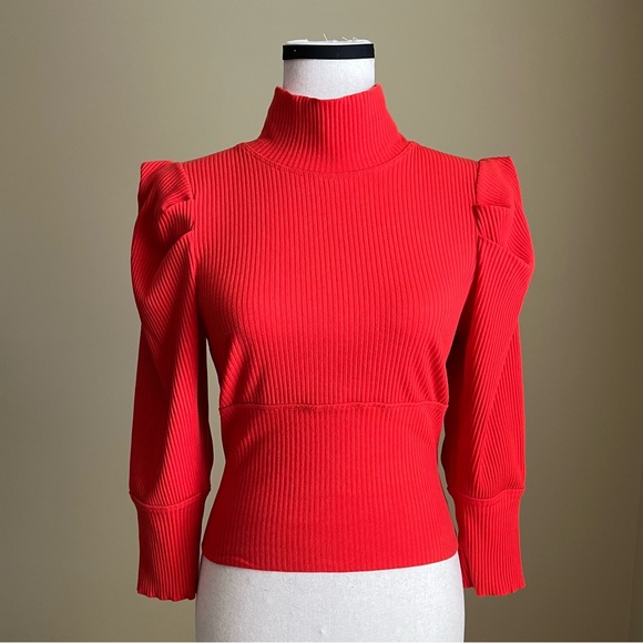 FREE PEOPLE  - Lala Puff Sleeve Mock Neck - Runs Small - Picture 2 of 13